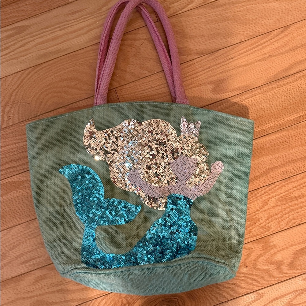 Mudpie Mermaid Sequin Tote Bag - Green and Pink